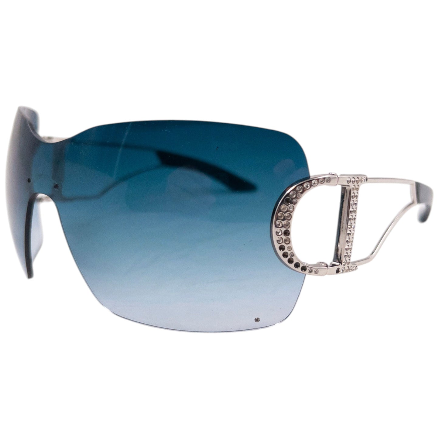 Vintage 2000s Dior Swarovski DIORLY 1 Rimless Sunglasses | O/S, Blue