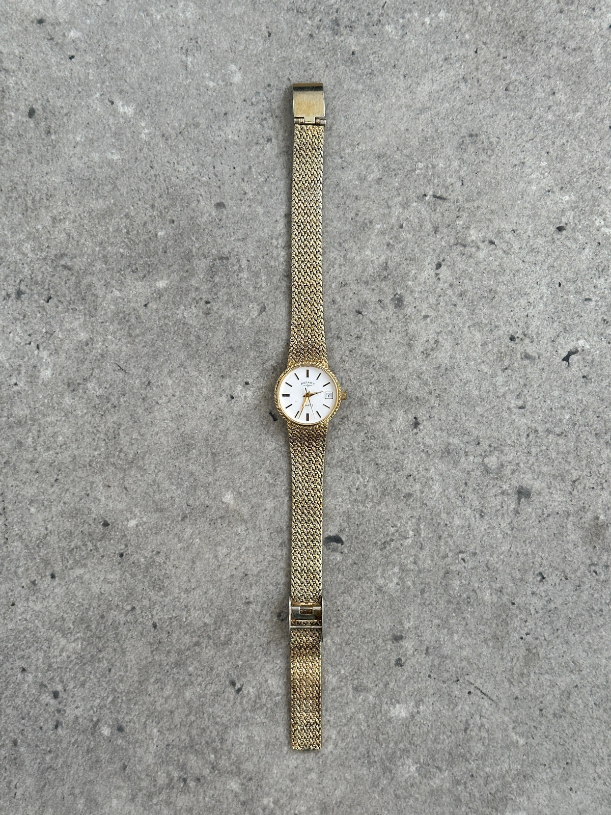 Rotary 1980s Gold Plated Quartz Bracelet Logo Watch