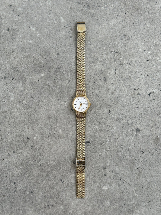 Rotary 1980s Gold Plated Quartz Bracelet Logo Watch
