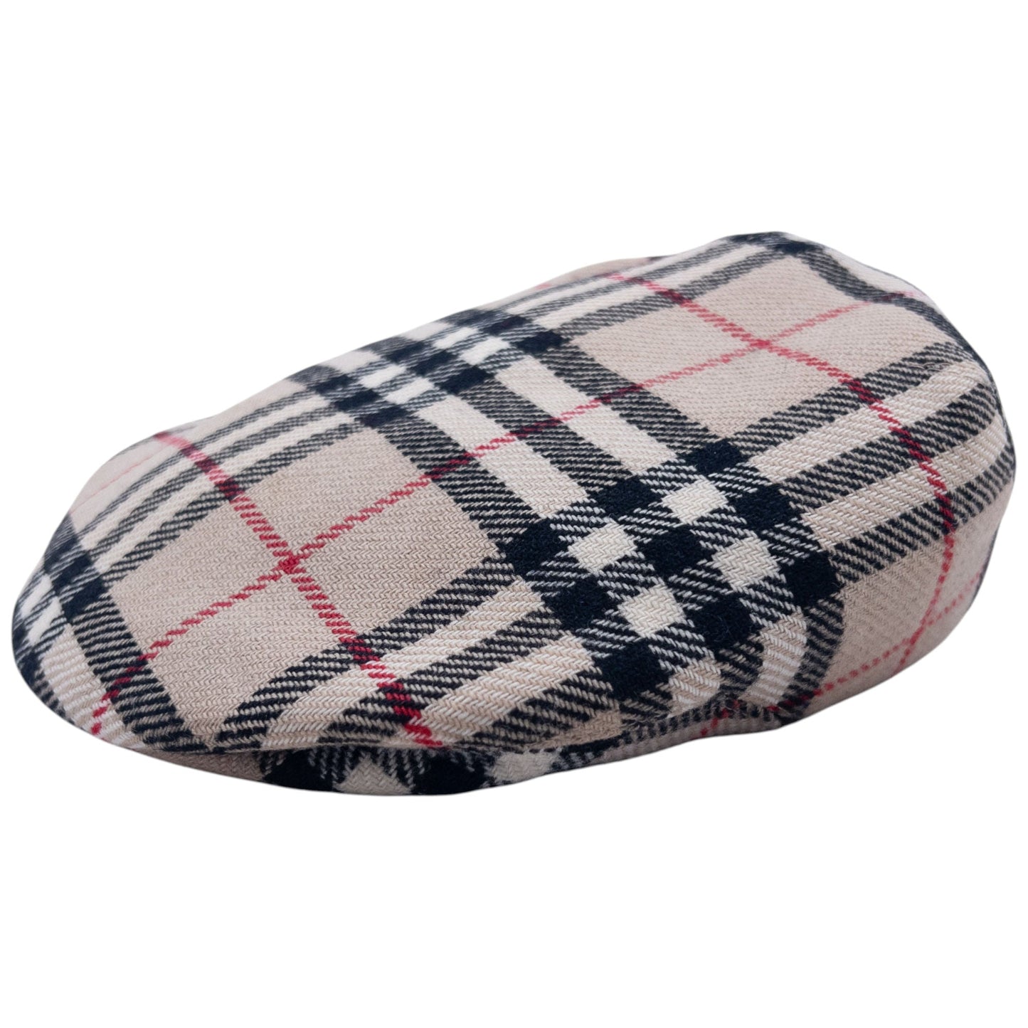 Vintage 80s Burberry Nova Check Wool Flat-Cap Hat Size M | O/S, Beige
