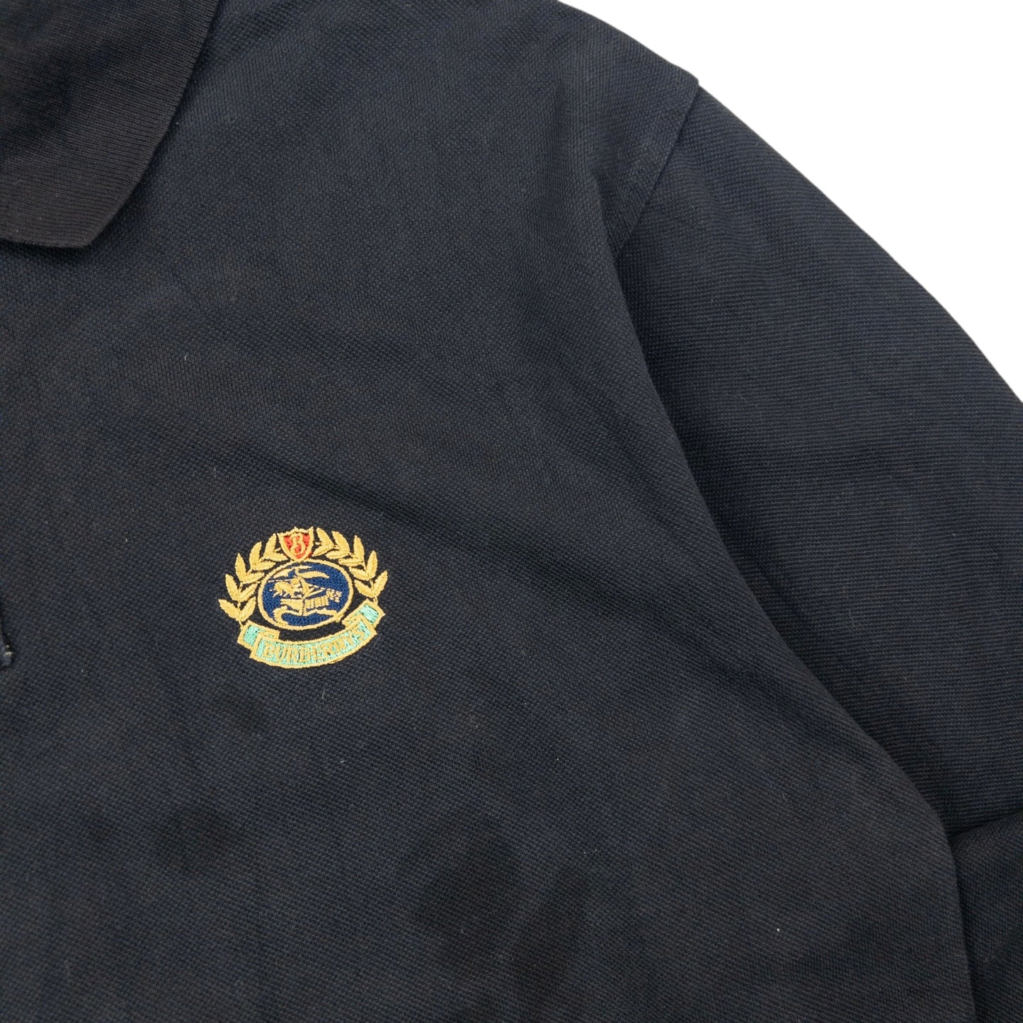 Vintage 90s Burberry Long Sleeve Polo Shirt Size S | Small, Black
