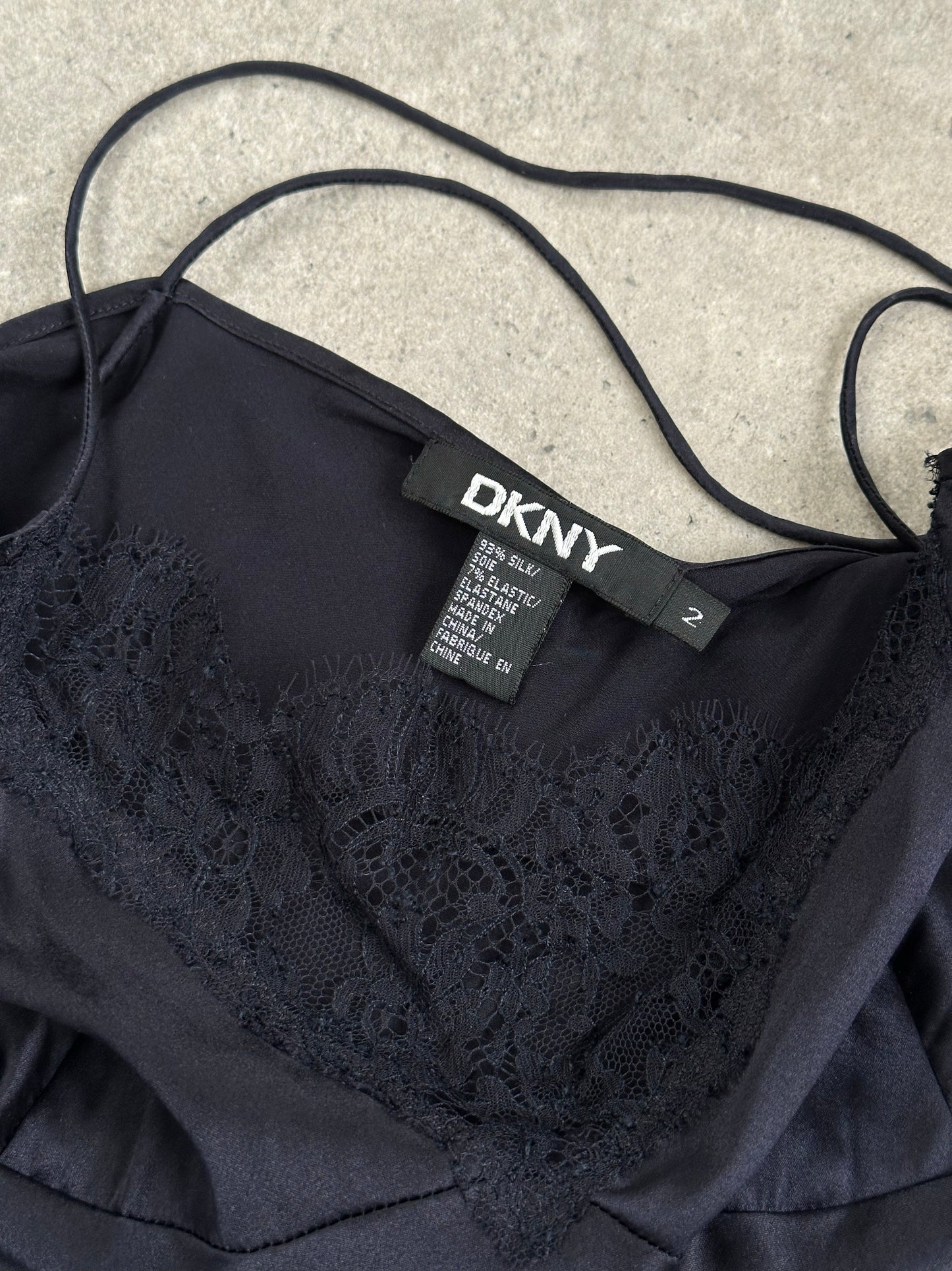 DKNY 2000s Silk Lace Cami Top - XS