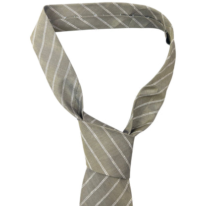 Vintage 90s Issey Miyake Striped Silk Tie | O/S, Grey