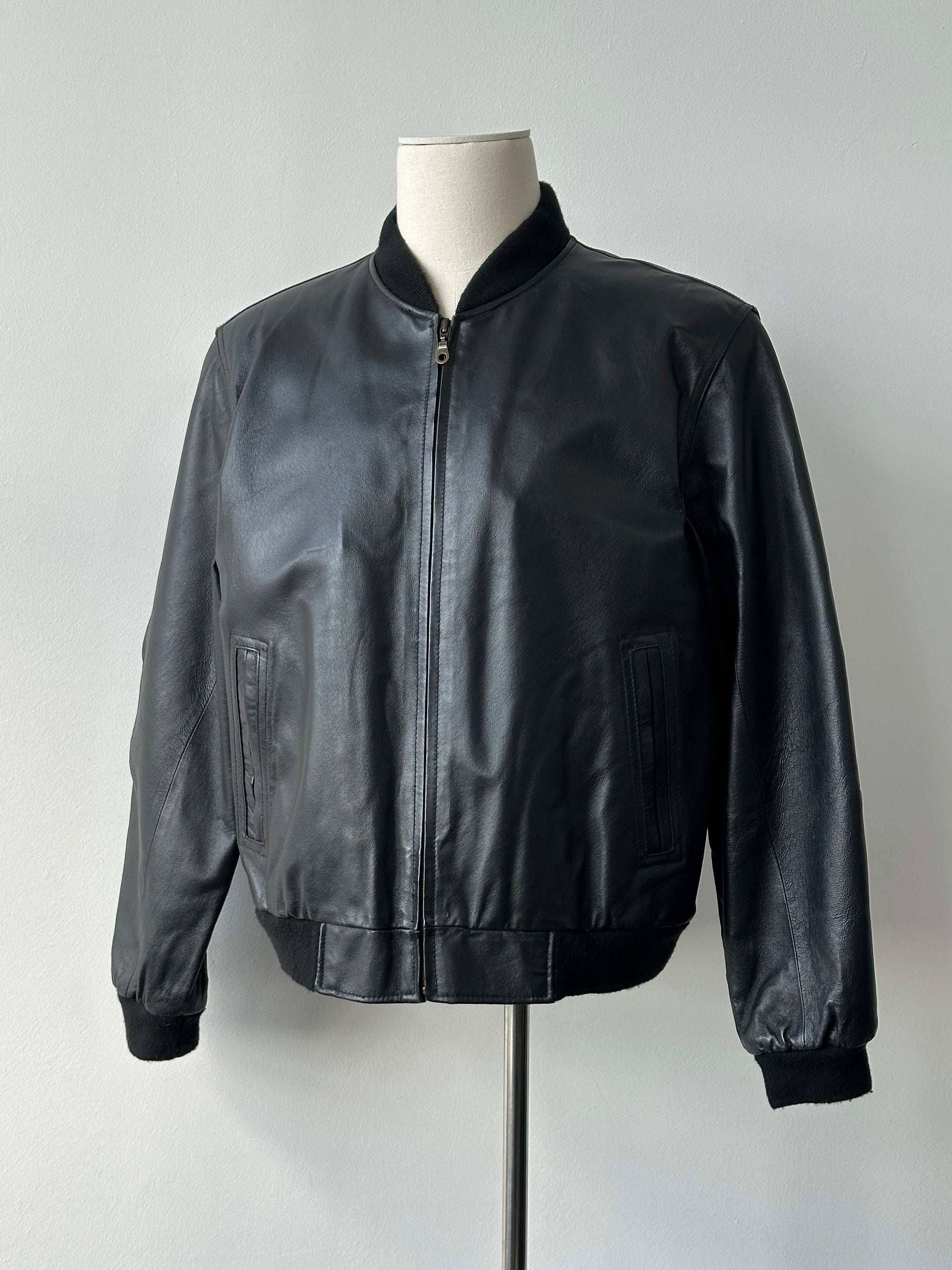 Vintage 1990s Leather Bomber Jacket - L