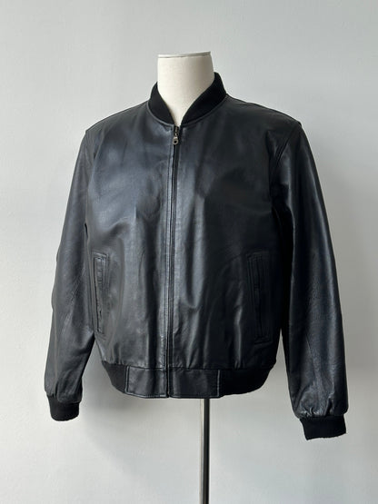 Vintage 1990s Leather Bomber Jacket - L