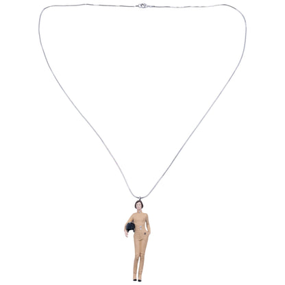 Vintage 2011 Chanel Keira Knightley Coco Mademoiselle Racing Figurine Necklace | O/S, Beige