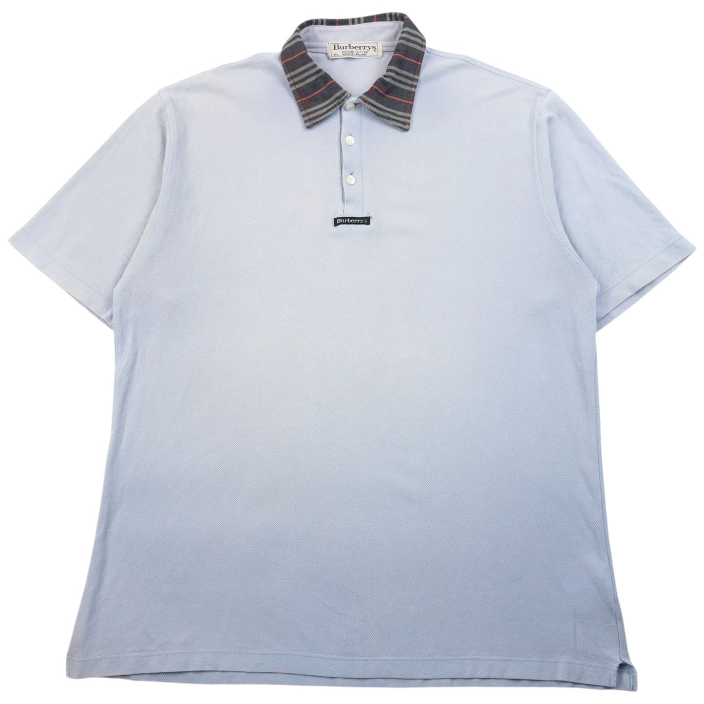Vintage 90s Burberry Nova Check Collar Polo Shirt Size M | Medium, Blue