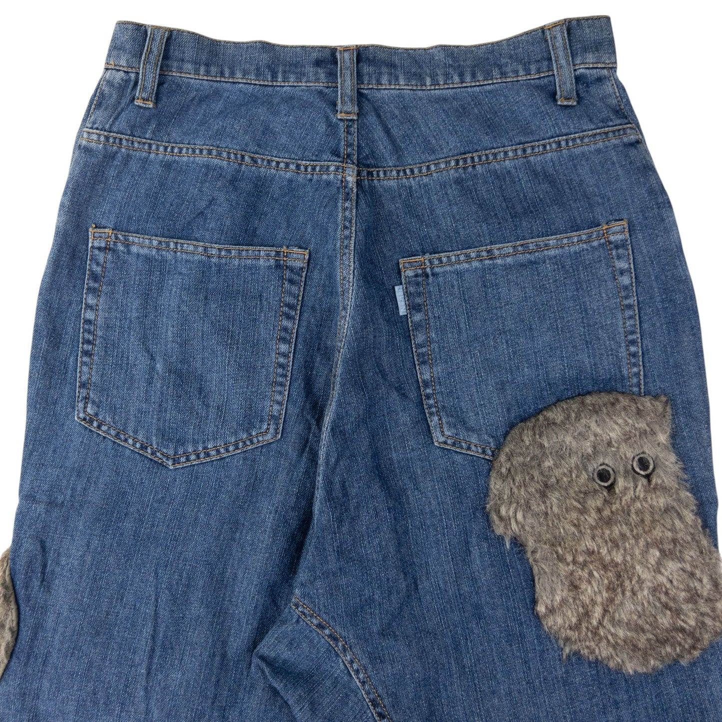 Vintage Ne-Net By Issey Miyake Fur Patch Denim Jeans Size W27
