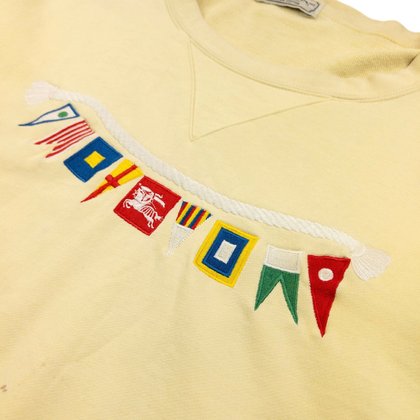 Vintage 90s Burberry Embroidered Flag Sweatshirt Size M | Medium, Yellow