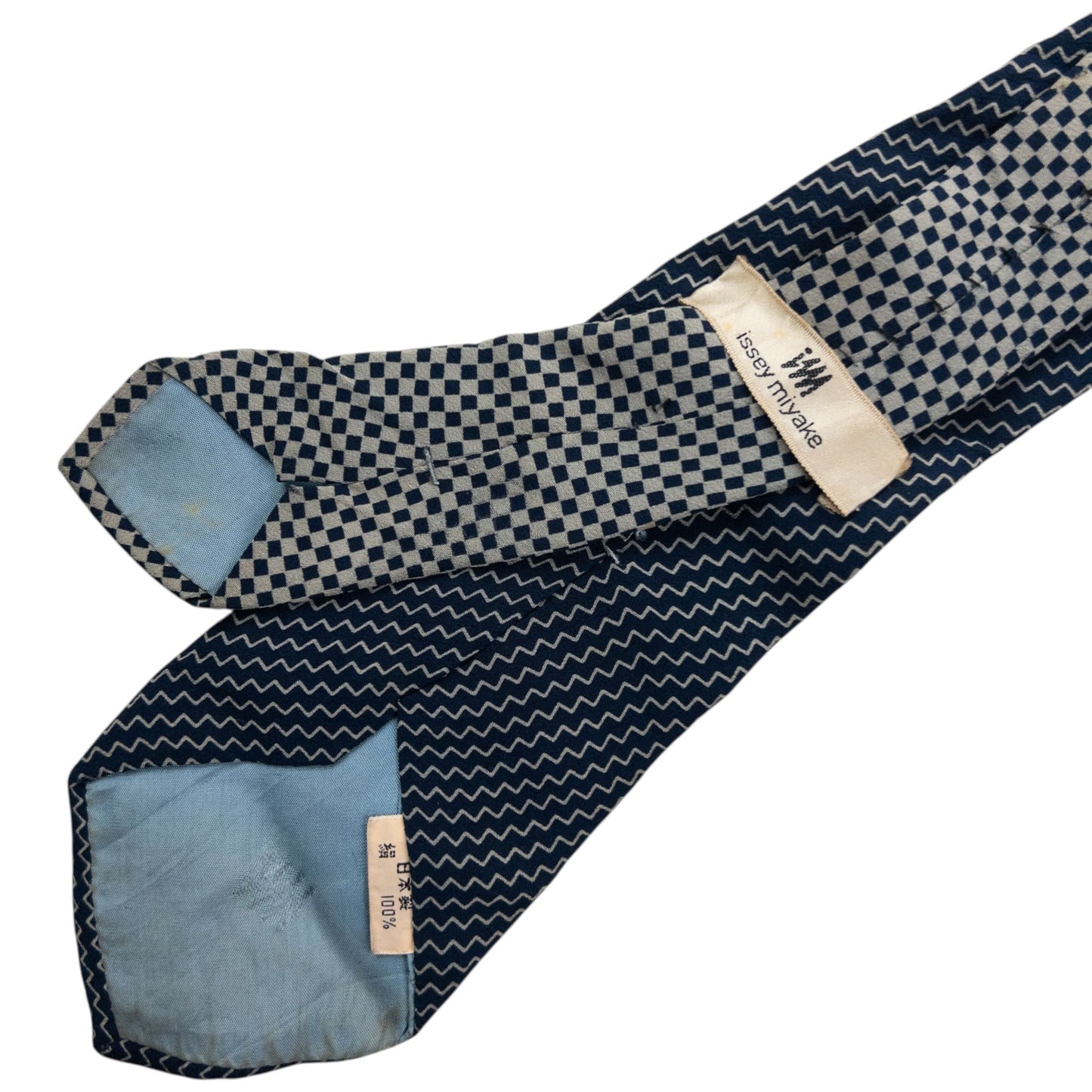 Vintage 90s Issey Miyake Zig Zag Pattern Silk Tie | O/S, Grey