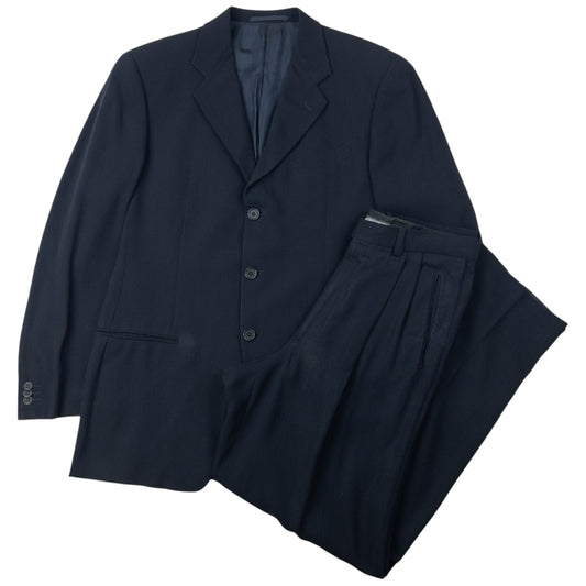Vintage 90s Giorgio Armani Le Collezioni Jacket & Trousers Suit Set Size L | Large, Black