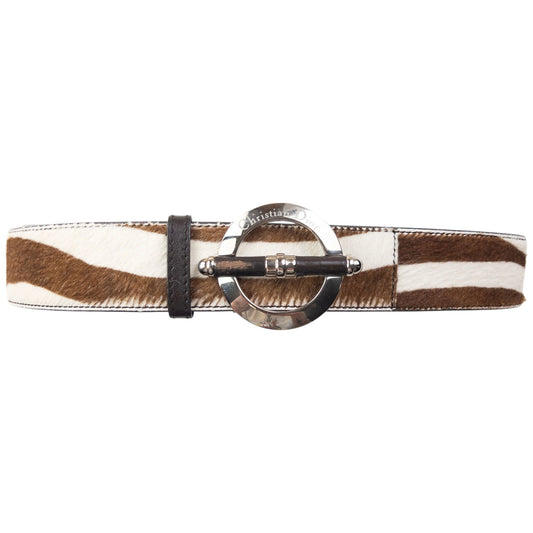 Vintage 2000s Dior Striped Pony Hair Belt Size L | O/S, Brown