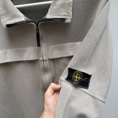 90’s Stone Island Full Zip Ribbed Jumper (XL) | Extra Large, Green