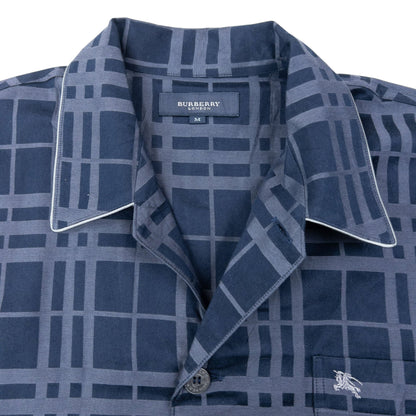 Vintage 2000s Burberry Nova Check Long Sleeve Button Up Pyjama Shirt Size M | Medium, Navy