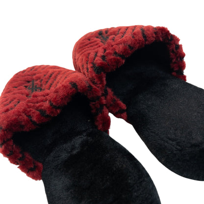 Vintage 80s YSL Yves Saint Laurent Embroidered Fur Slippers Womens Size 6 | ONE SIZE, Black