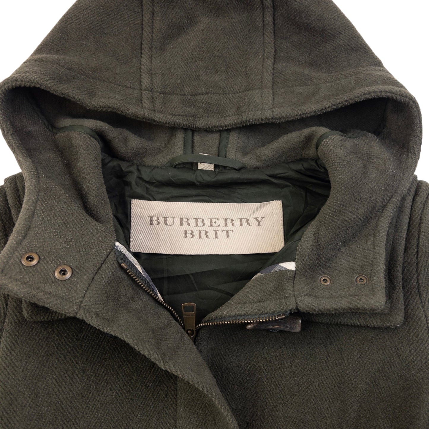 Vintage Burberry Brit Wool Duffle Jacket Womens Size S | O/S, Green