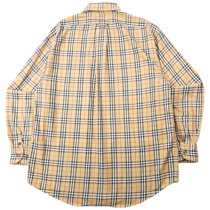 Vintage 90s Burberry Nova Check Long Sleeve Button Up Shirt Size S | Small, Beige