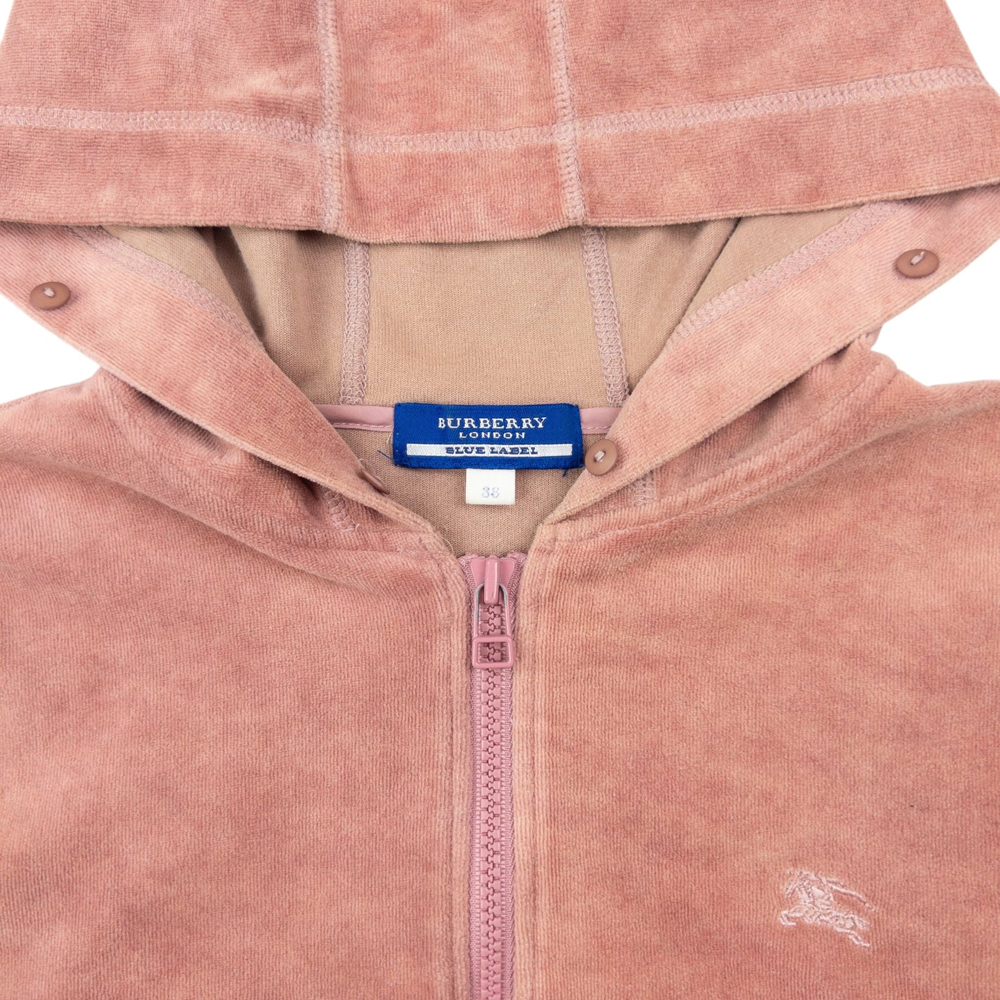 Vintage 2000s Burberry Blue Label Velour Zip Up Hoodie Womens Size S | Small, Multicoloured