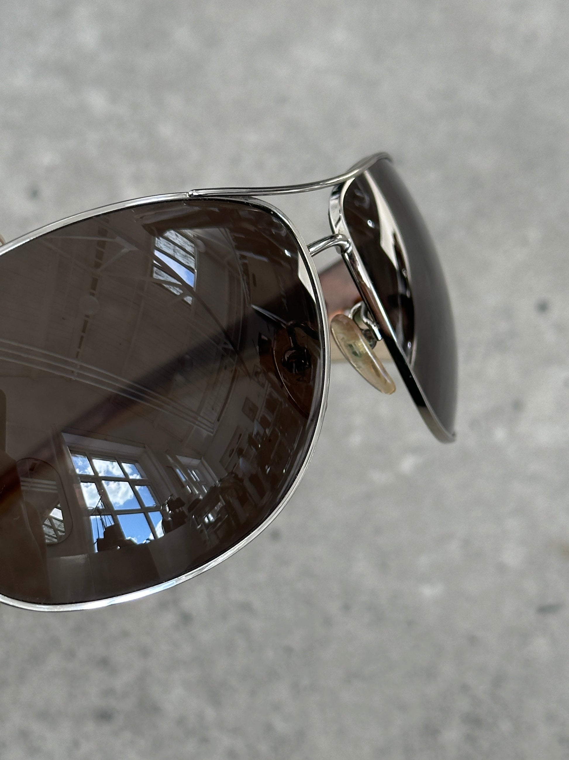 Prada 1990s Aviator Shield Logo Sunglasses