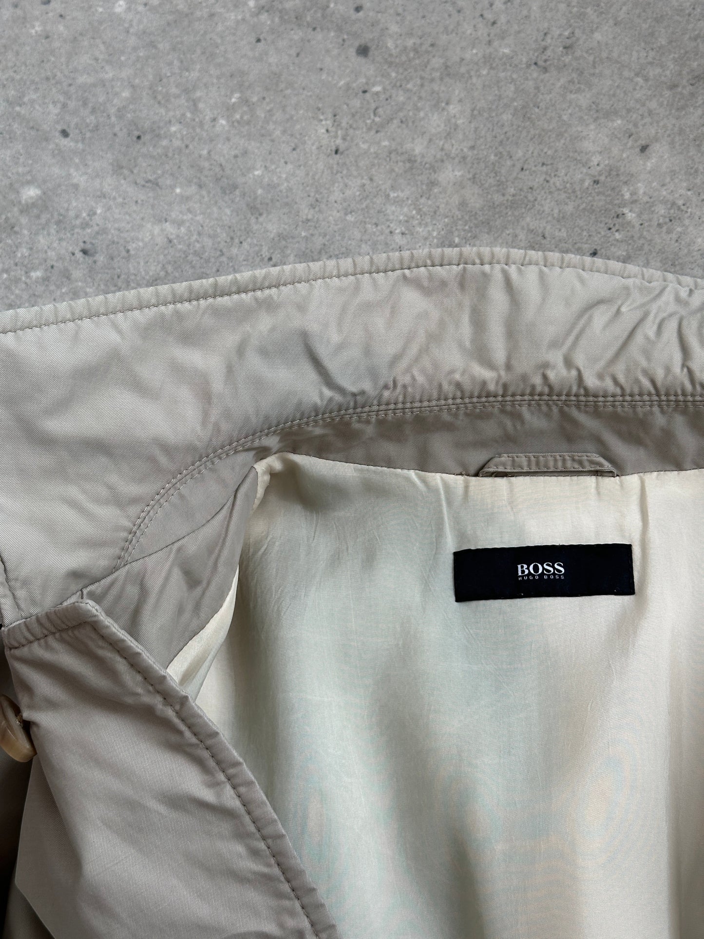 Hugo Boss 2000s High Neck Belted Trench Coat - L