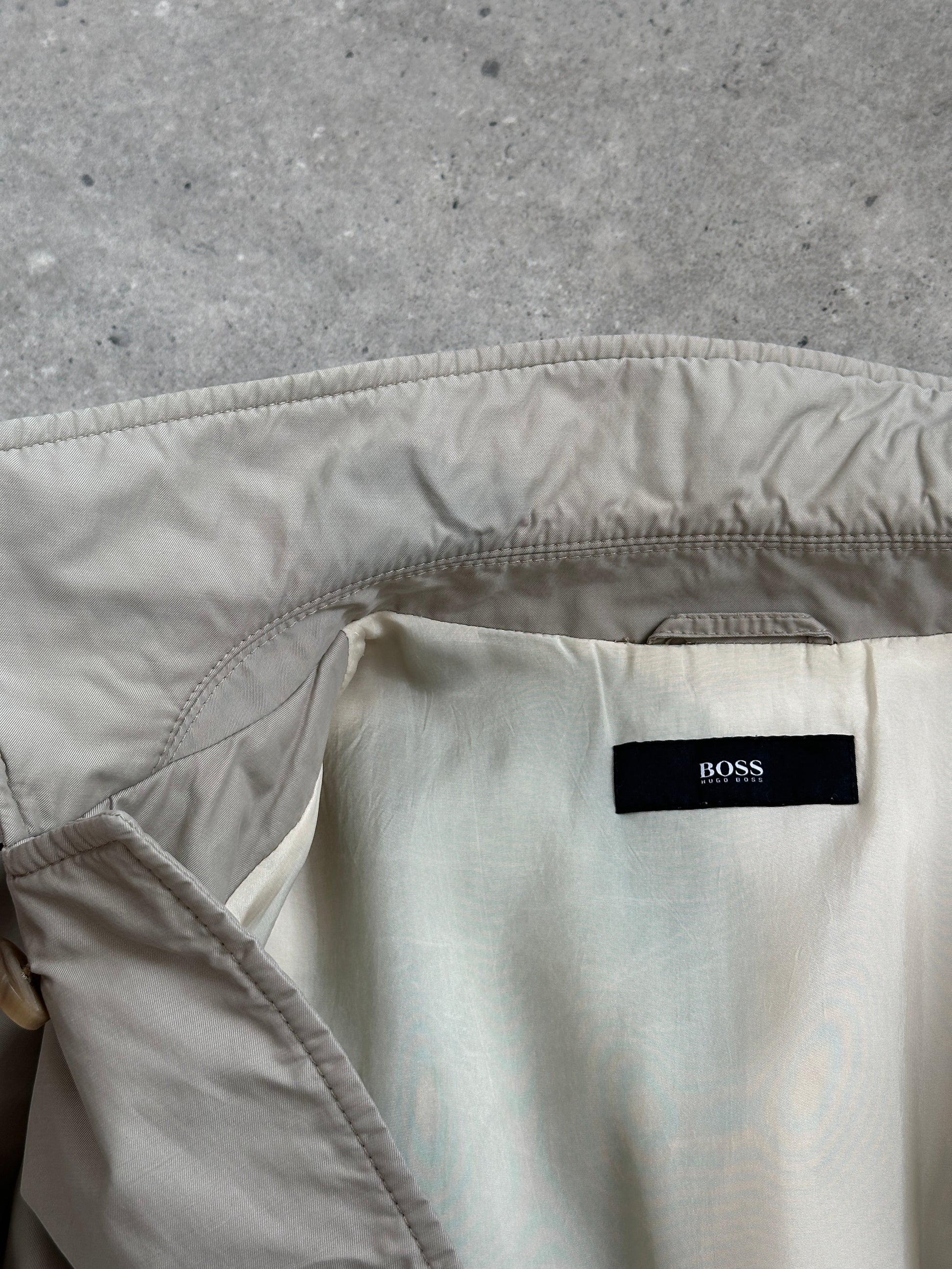 Hugo Boss 2000s High Neck Belted Trench Coat - L