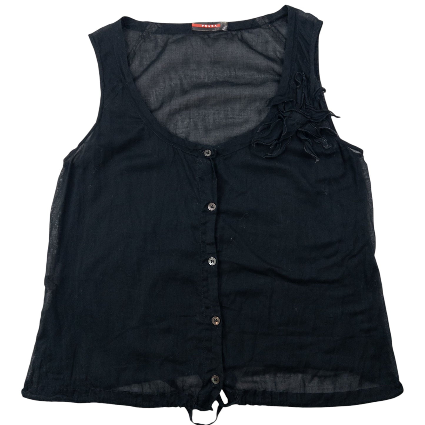 Vintage 2000s Prada Sport Sheer Flower Button Up Top Womens Size M | Medium, Black