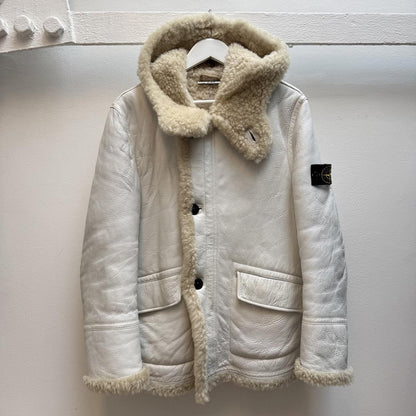 2007 Stone Island Hand Painted Shearling Jacket – Cream (M) | Medium, Multicoloured