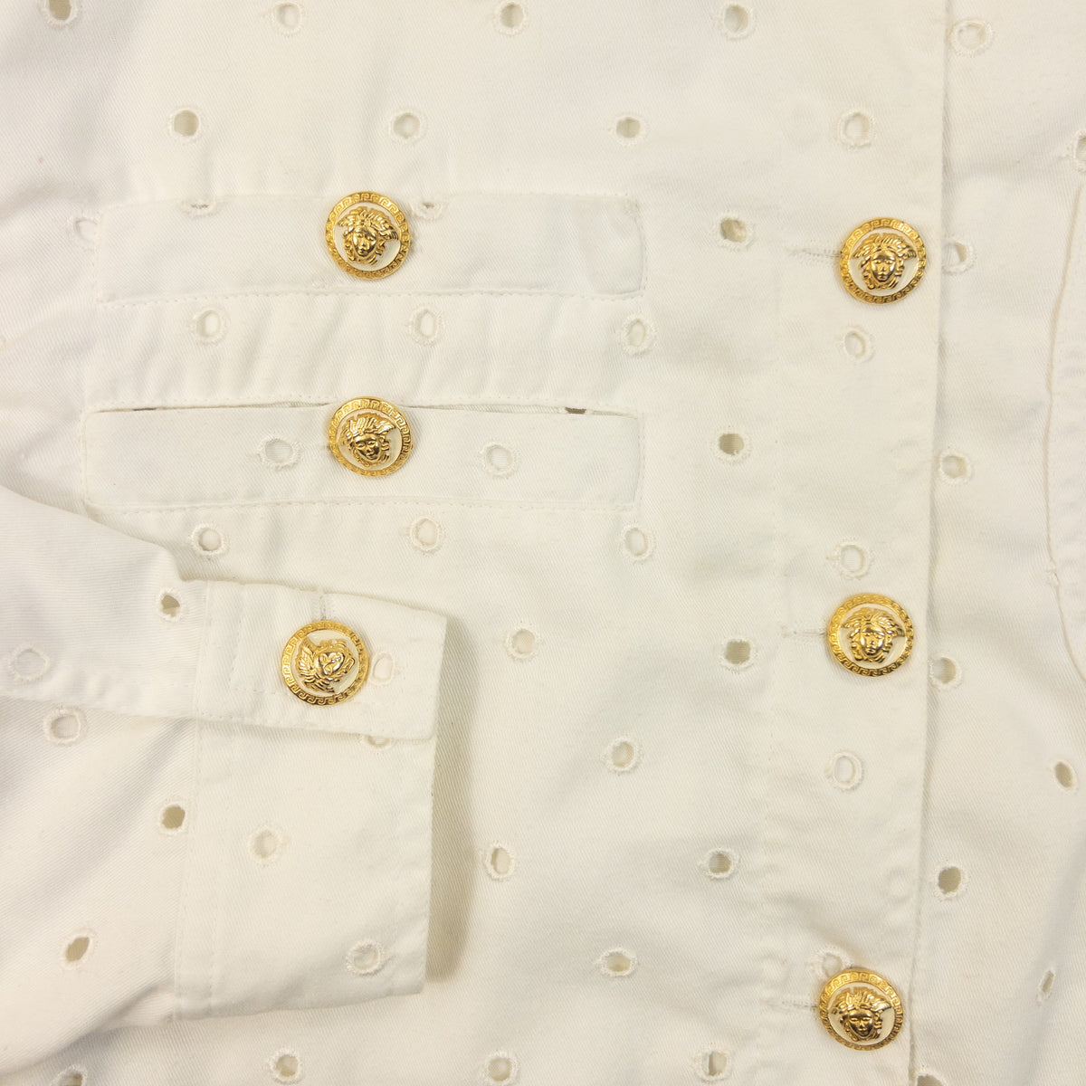 Vintage 90s Versace Jeans Couture Eyelet Pattern Jacket Womens Size L | Large, Multicoloured