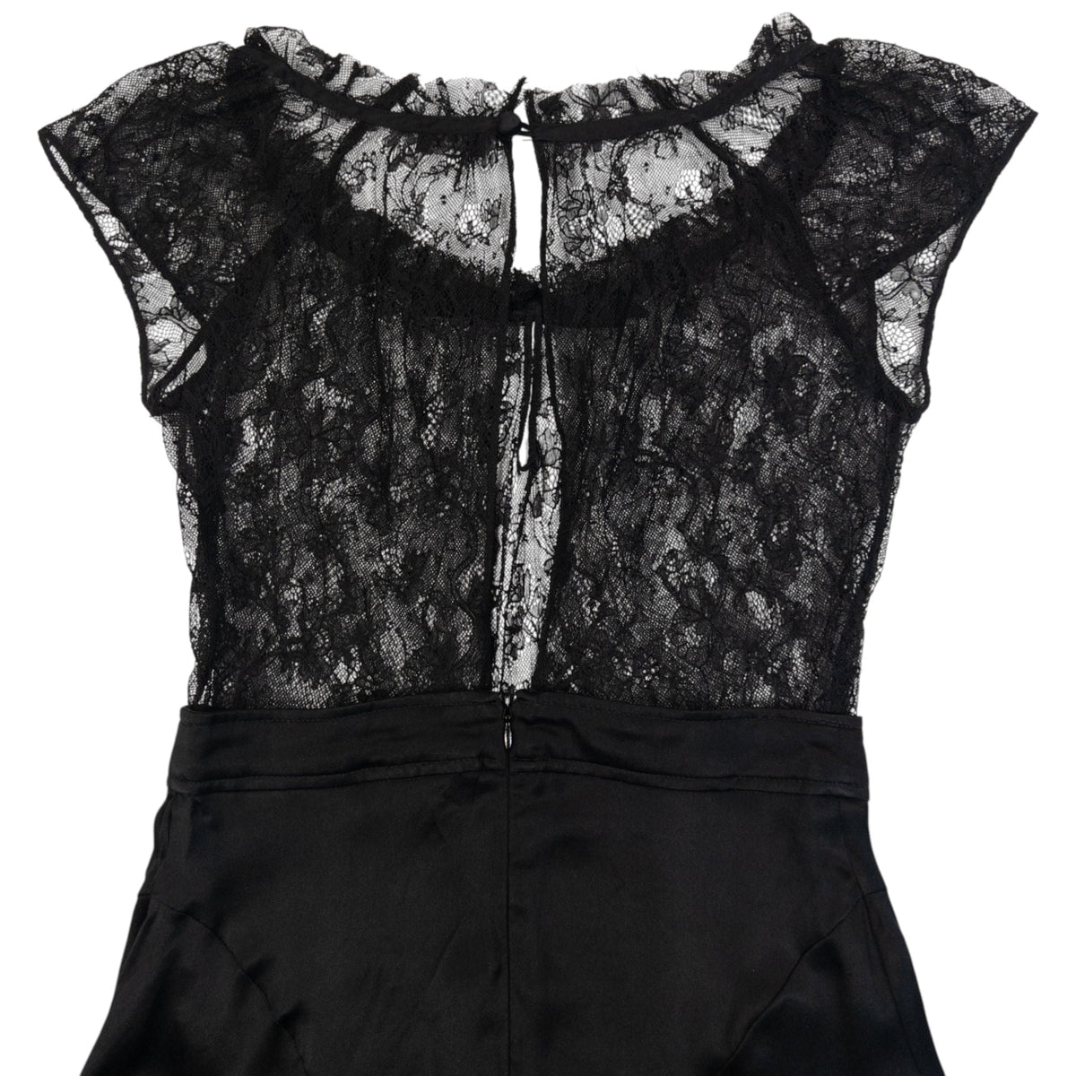 Vintage 2000s Dolce & Gabbana Lace Top Silk Dress Womens Size S | Small, Black