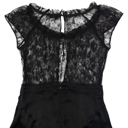 Vintage 2000s Dolce & Gabbana Lace Top Silk Dress Womens Size S | Small, Black