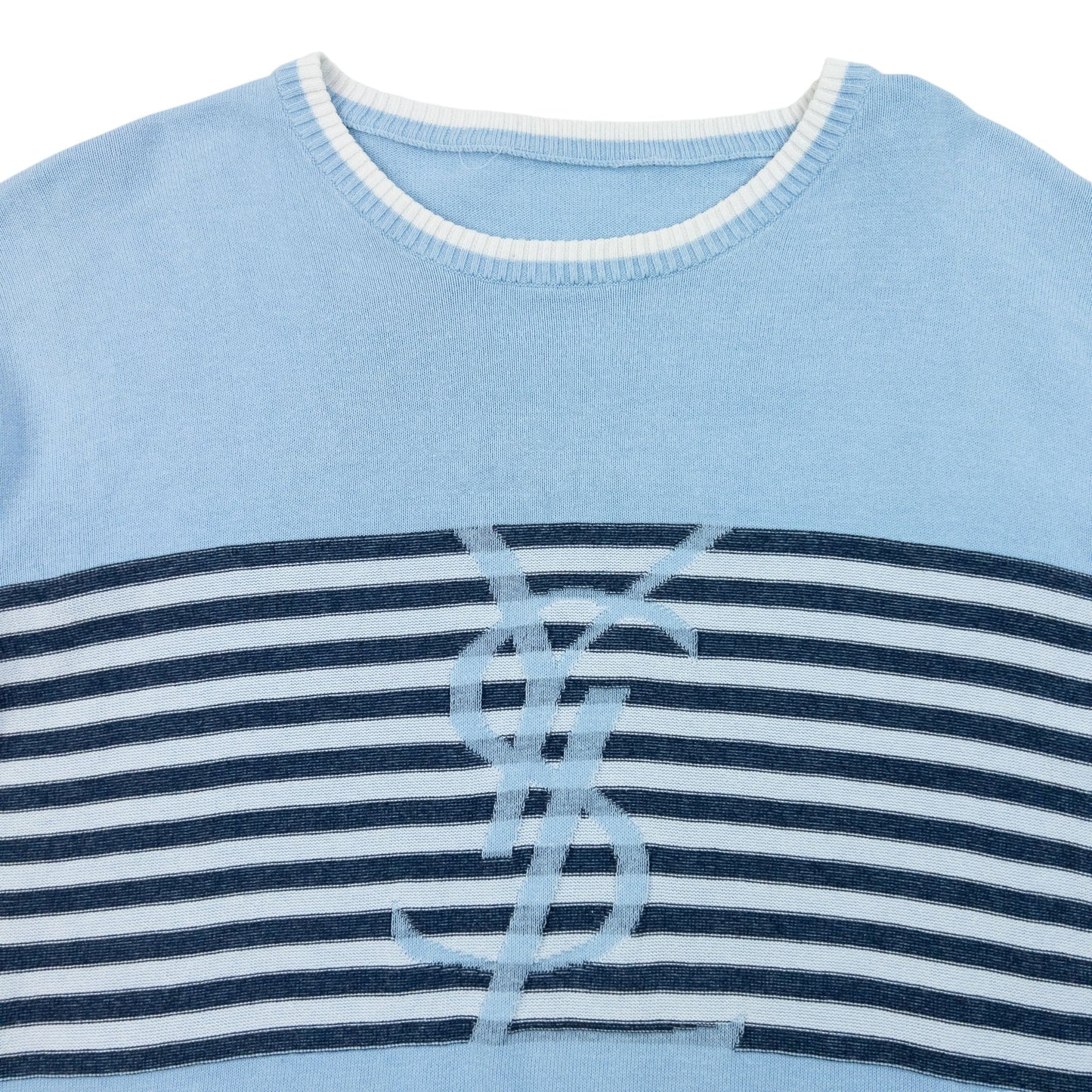 Vintage 2000s YSL Yves Saint Laurent Striped Jumper Size M | Medium, Blue