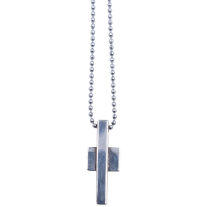 Vintage 2000s Gucci Silver Cross Pendant Necklace | O/S, Grey