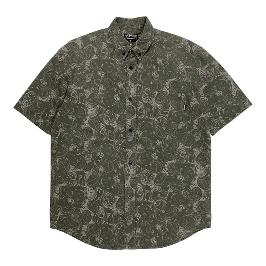 Vintage Stussy Watch Print Shirt, Size Small | Stussy, Olive Green