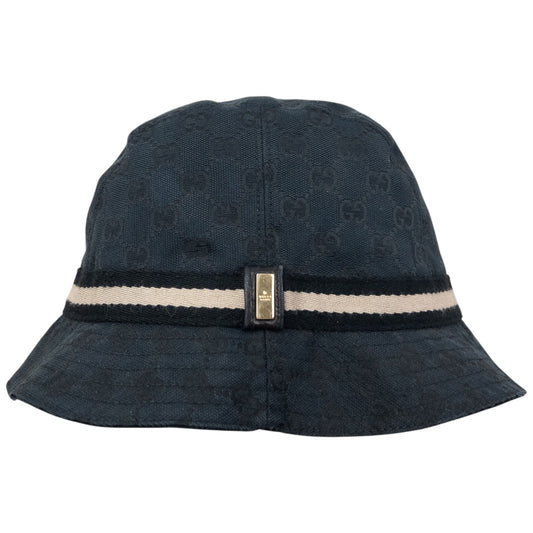 Vintage 2000s Gucci Monogram Bucket Hat Size XS | O/S, Black
