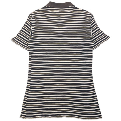 Vintage 2000s Issey Miyake Striped Polo Shirt Womens Size L | Large, Grey