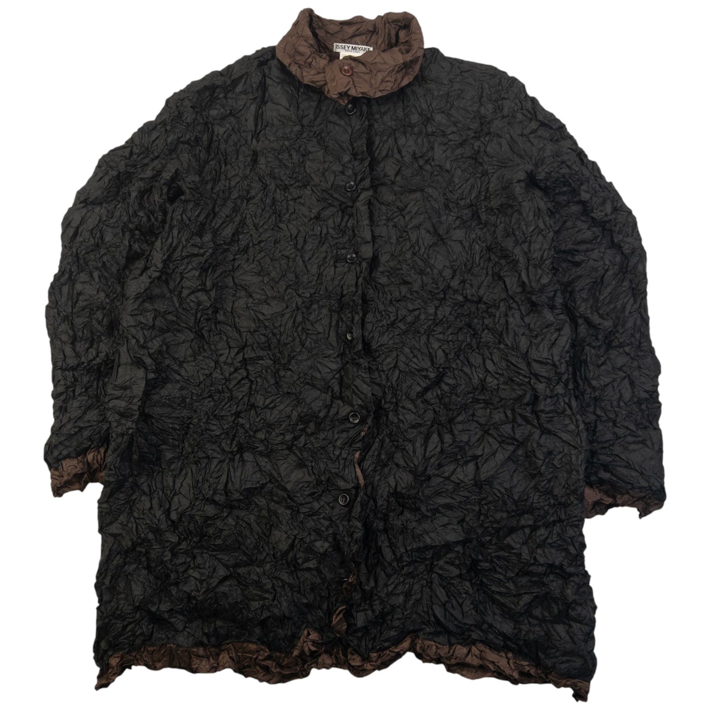 Vintage 90s Issey Miyake Reversible Button Up Crinkle Jacket Size M | Medium, Black
