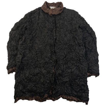 Vintage 90s Issey Miyake Reversible Button Up Crinkle Jacket Size M | Medium, Black