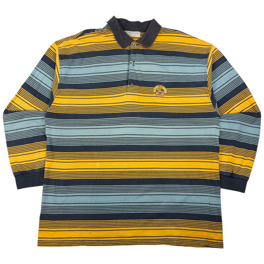 Vintage Burberry Striped Long Sleeve Polo Shirt Size XL