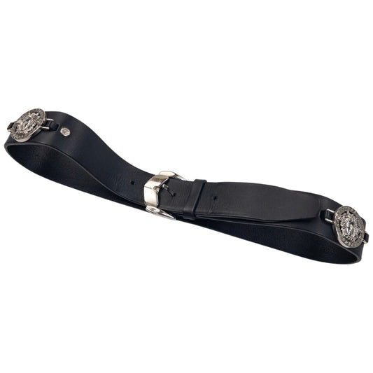 Vintage 90s Gianni Versace Embossed Leather Belt Size L | O/S, Black