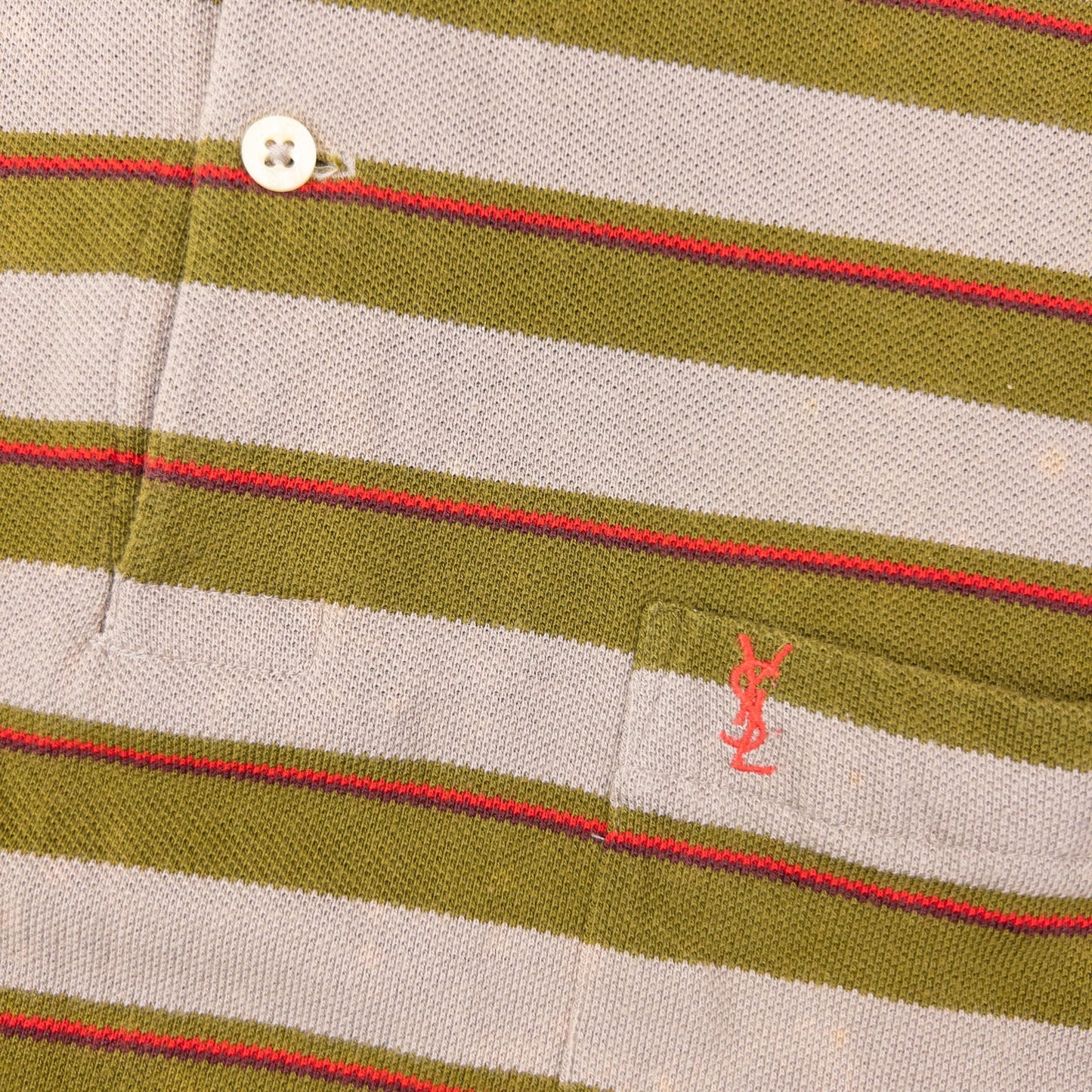 Vintage 80s YSL Yves Saint Laurent Striped Long Sleeve Polo Shirt Size M | Medium, Red