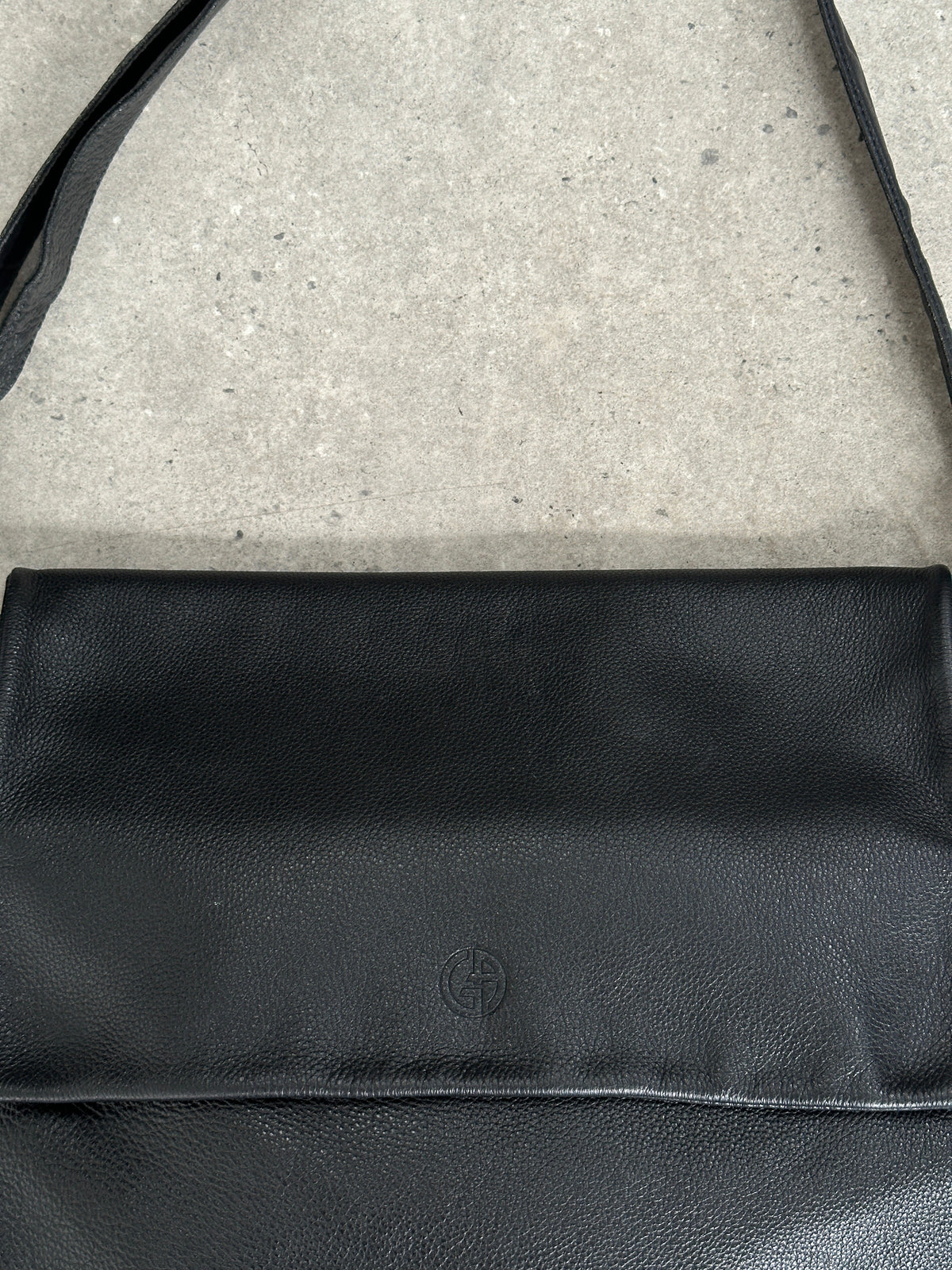 Giorgio Armani 1990s Leather Logo Crossbody Bag