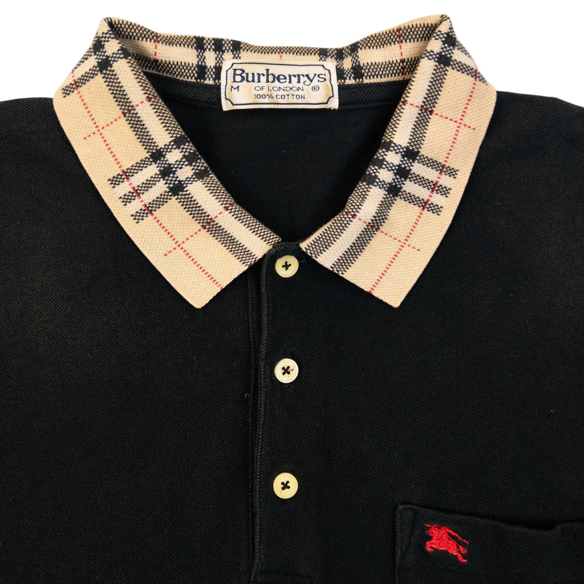 Vintage 90s Burberry Nova Check Collar Polo Shirt Size M | Medium, Multicoloured