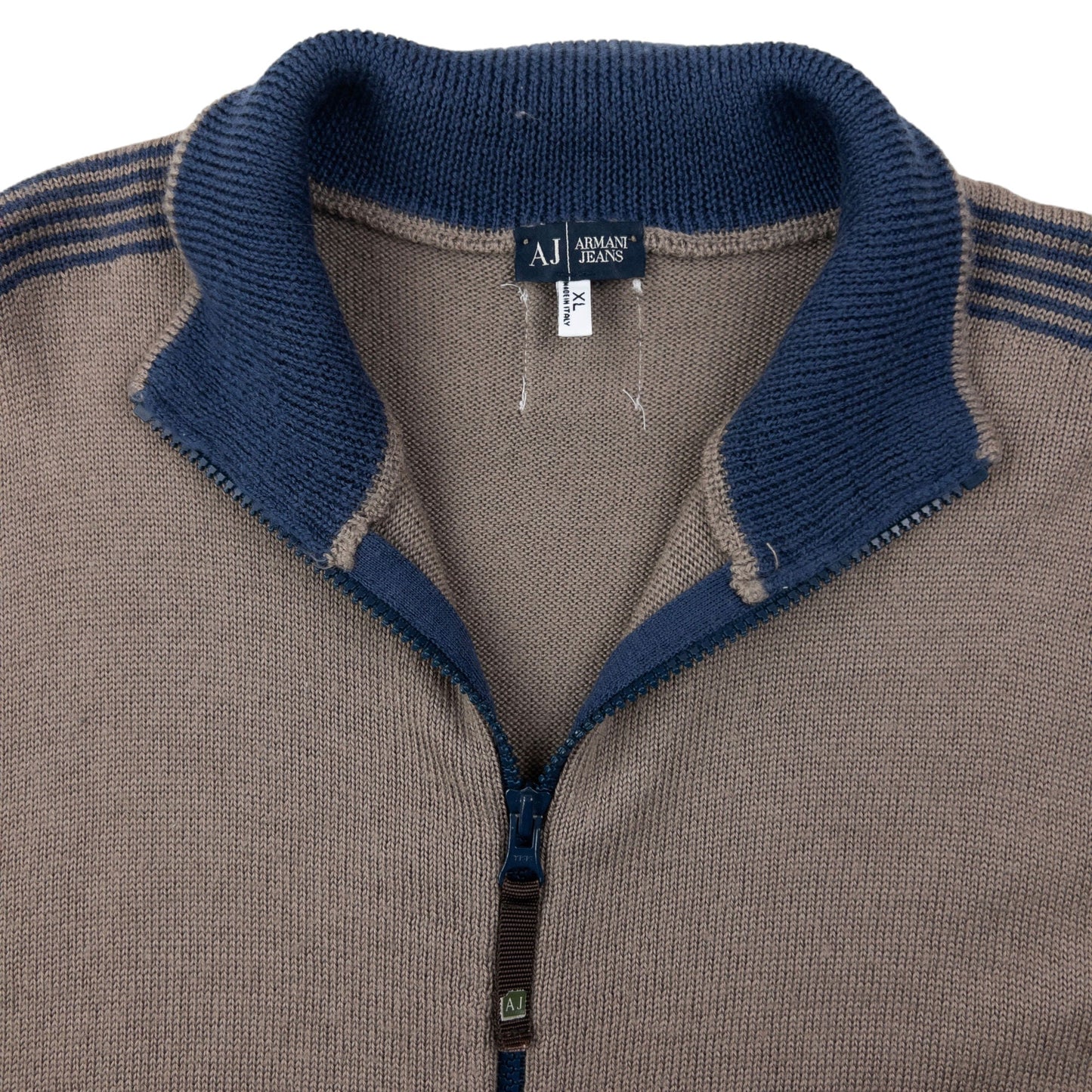 Vintage 2000s Armani Jeans Zip Up Jumper Size L | Large, Beige