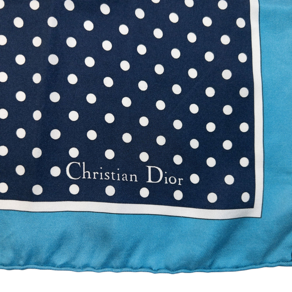 Vintage 2000s Dior Polka Dot Silk Scarf | O/S, Blue