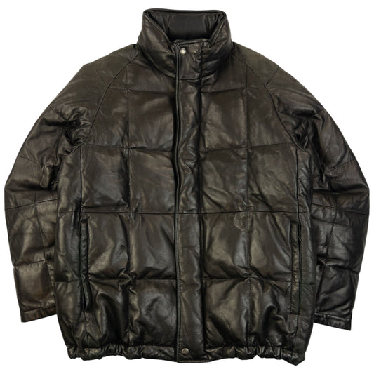 Vintage 2000s Yohji Yamamoto A.A.R Leather Puffer Jacket Size M | Medium, Black