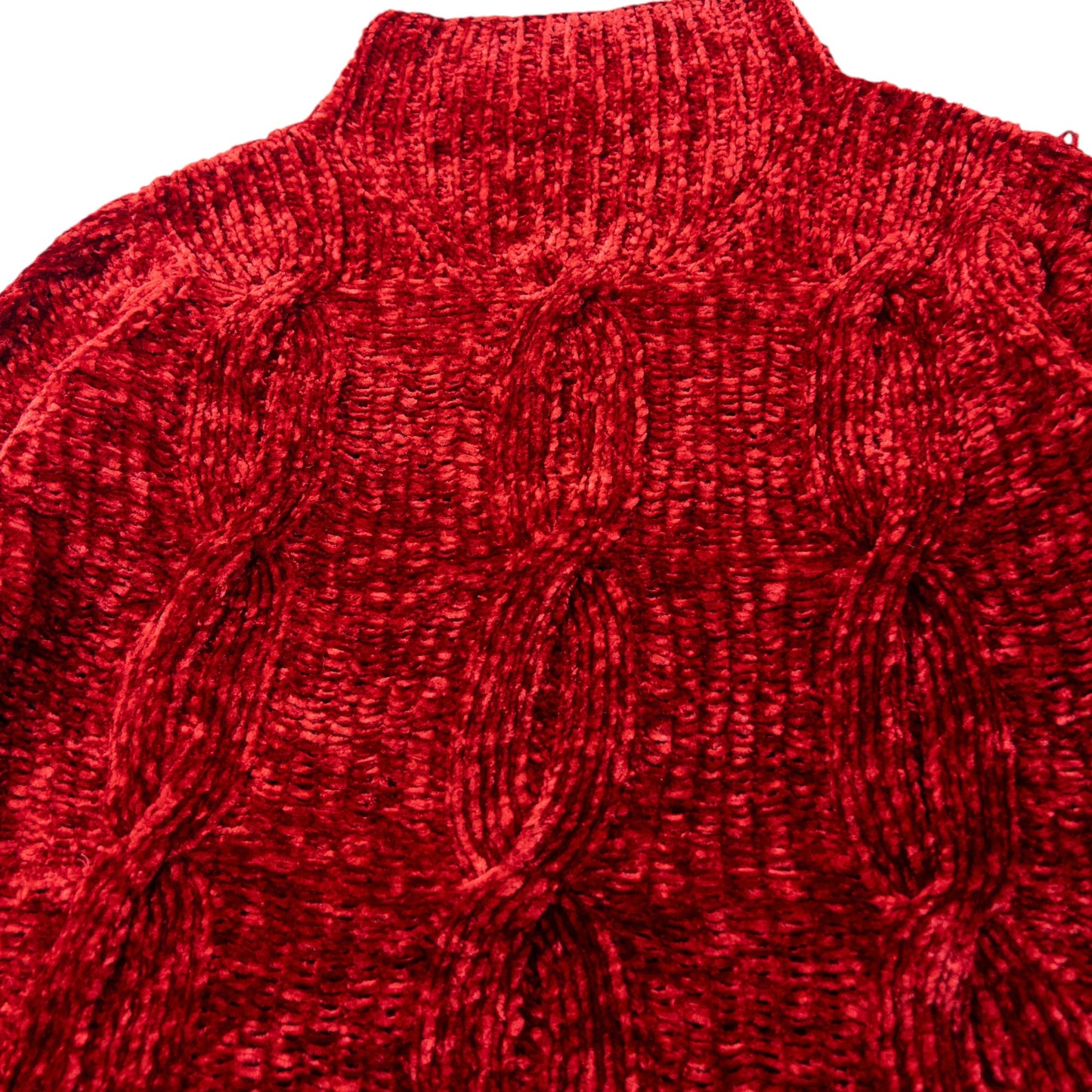 Vintage 2000s Issey Miyake Chenille Knit Turtleneck Jumper Size S | Small, Red