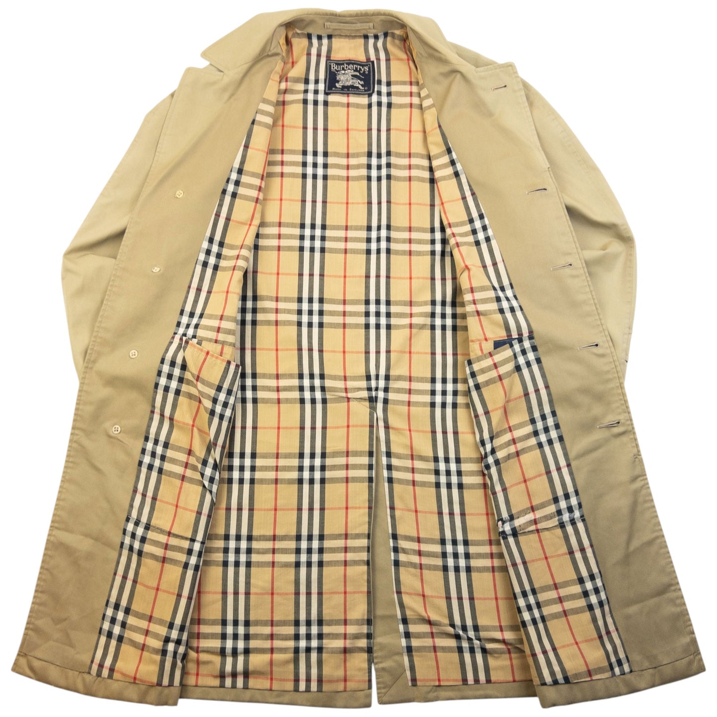 Vintage 90s Burberry Nova Check Lined Trench Jacket Size M | Medium, Beige