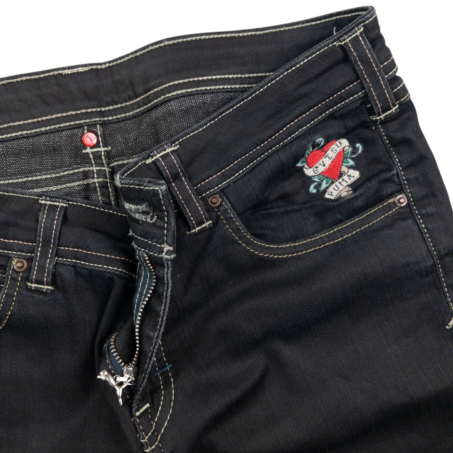 Vintage Puma X Evisu Double Gull Japanese Denim Jeans Size W35