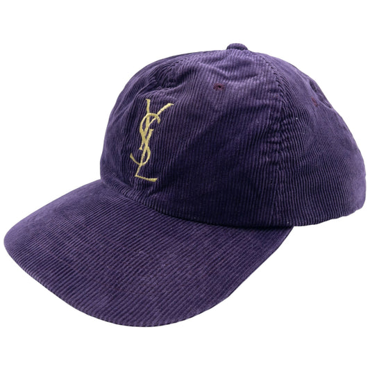 Vintage YSL Yves Saint Laurent Embroidered Corduroy Hat