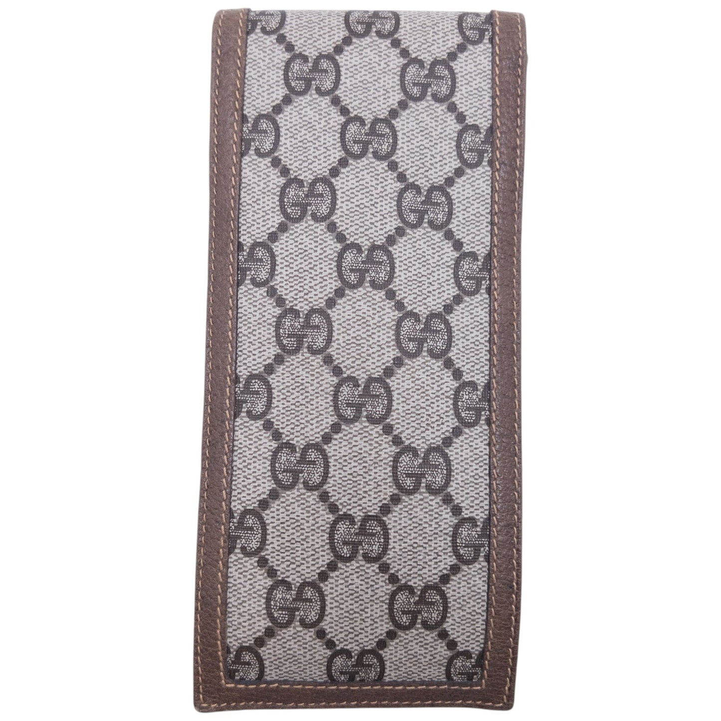 Vintage Gucci Monogram Leather Glasses Sleeve Case | O/S, Brown
